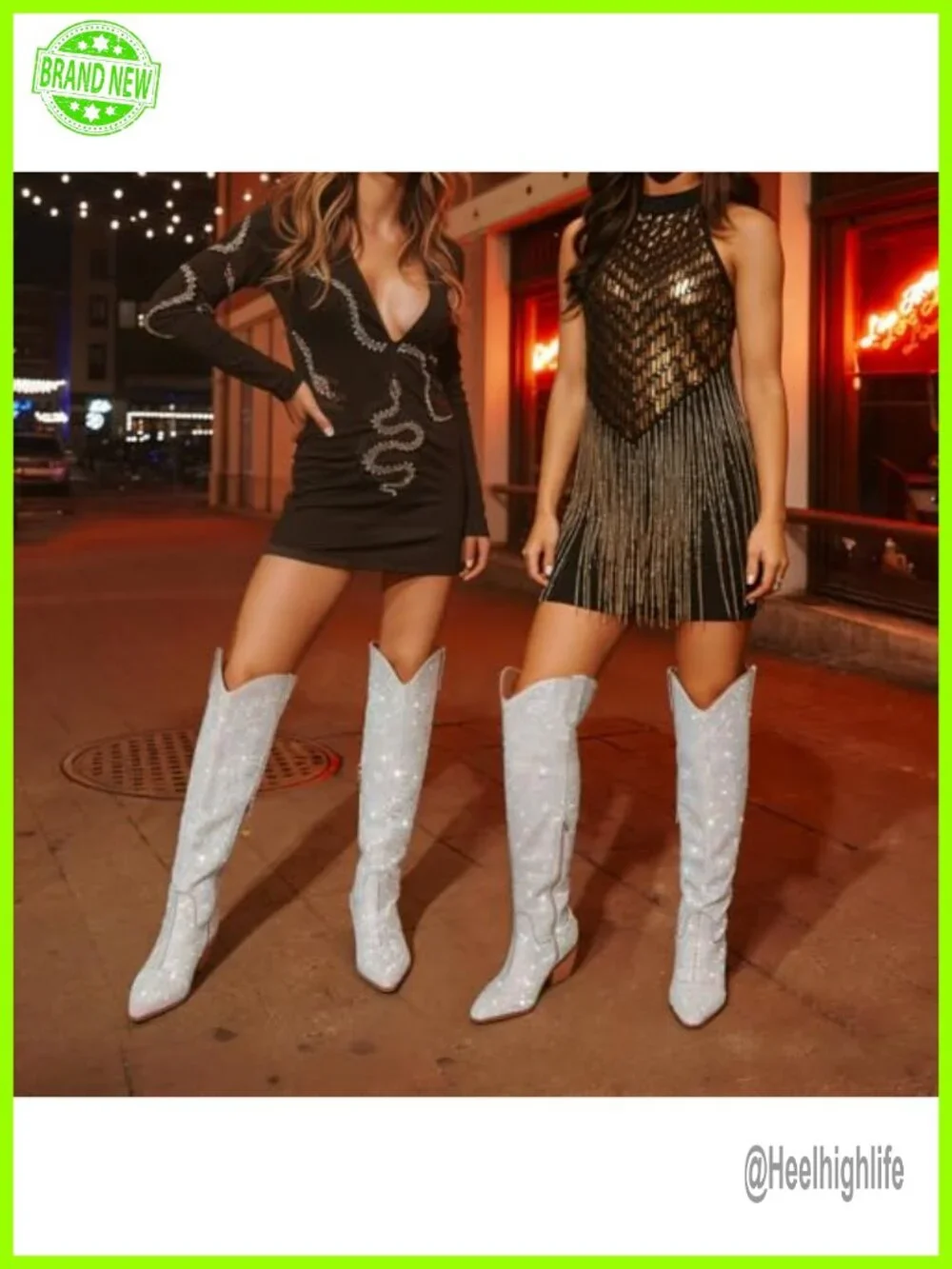 Rhinestone Over the Knee Cowboy Boots, Sparkly Bling Cowgirl Boots Western